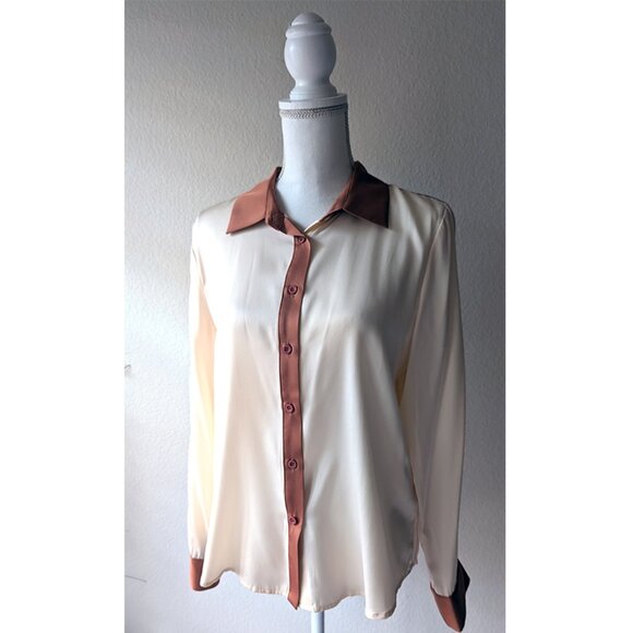 LilySilk Women Casual Color Block Silk Shirt - Size M - Picture 1 of 13